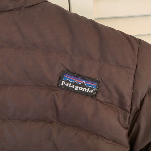 Patagonia Goose Down Womens XS Brown Full Zip Sweater Puffer Jacket Quilted FLAW - Picture 13 of 15